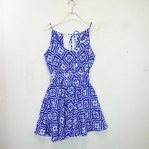 LUCY LOVE USA Women's Blue Mini Dress SMALL Strappy Floral Flowy Sleeveless